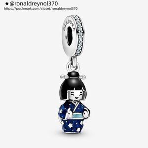 Pandora Japanese Doll in Blue Kimono Dangle Charm